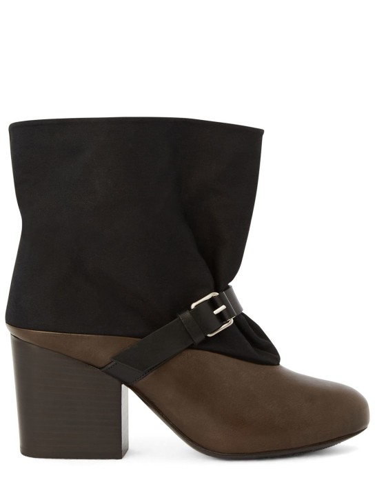 Lemaire: 80mm Canvas & leather ankle boots - women_0 | Luisa Via Roma