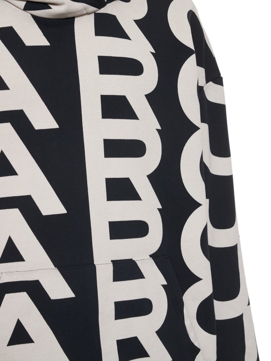 Marc Jacobs: Sweat-shirt oversize à monogramme avec capuche - Noir/Ivoire - men_1 | Luisa Via Roma