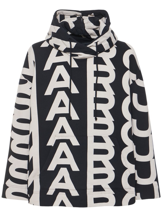 Marc Jacobs: Sweat-shirt oversize à monogramme avec capuche - Noir/Ivoire - men_0 | Luisa Via Roma