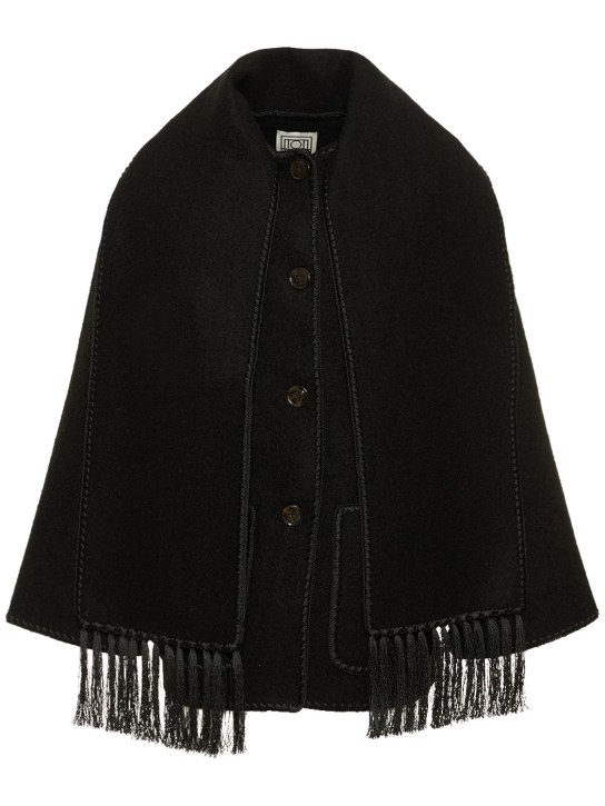 Toteme: Wool blend scarf jacket - Black - women_0 | Luisa Via Roma