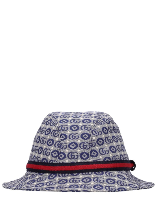 Gucci: Logo jacquard hat - Blue/White - kids-boys_0 | Luisa Via Roma