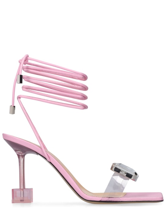 Mach & Mach: Sandales à lacets en cuir et PVC 95 mm - Rose - women_0 | Luisa Via Roma