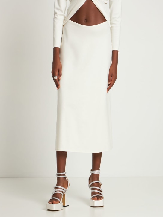 Mach & Mach: Sandales compensées en satin 140 mm - Blanc - women_1 | Luisa Via Roma