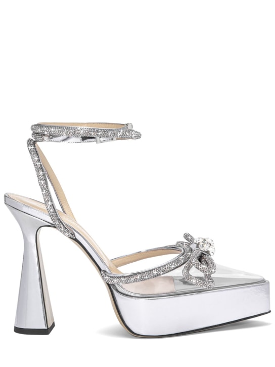 Mach & Mach: Escarpins en PVC et cuir à double nœud 140 mm - Argent - women_0 | Luisa Via Roma