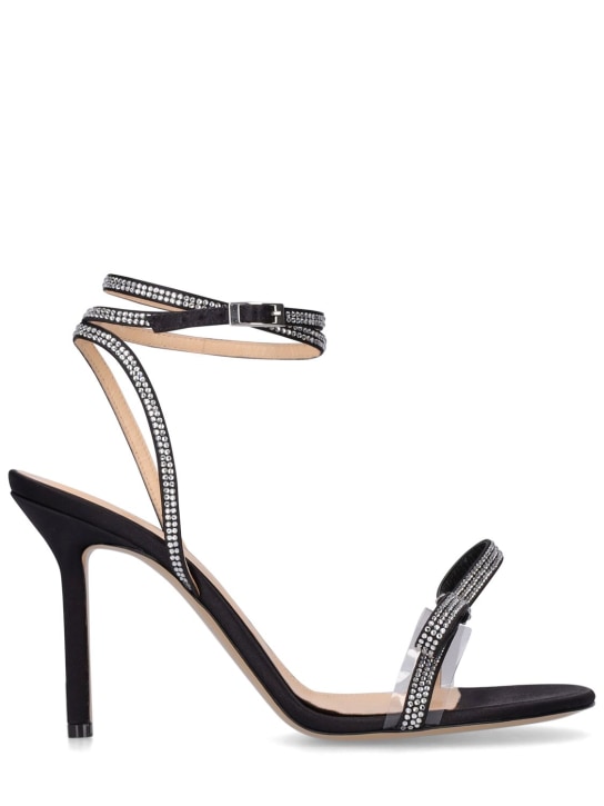 Mach & Mach: Sandalias de PVC y satén con lazo francés 95mm - Negro - women_0 | Luisa Via Roma