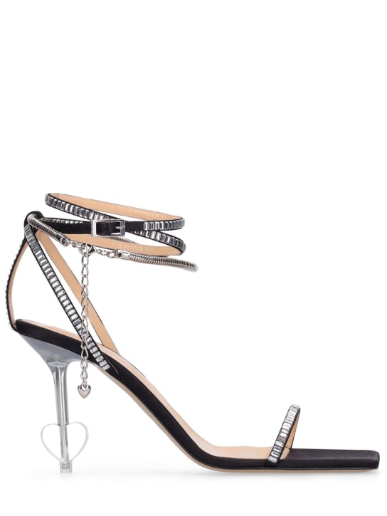 Mach & Mach: 95mm Heart satin sandals - Black - women_0 | Luisa Via Roma