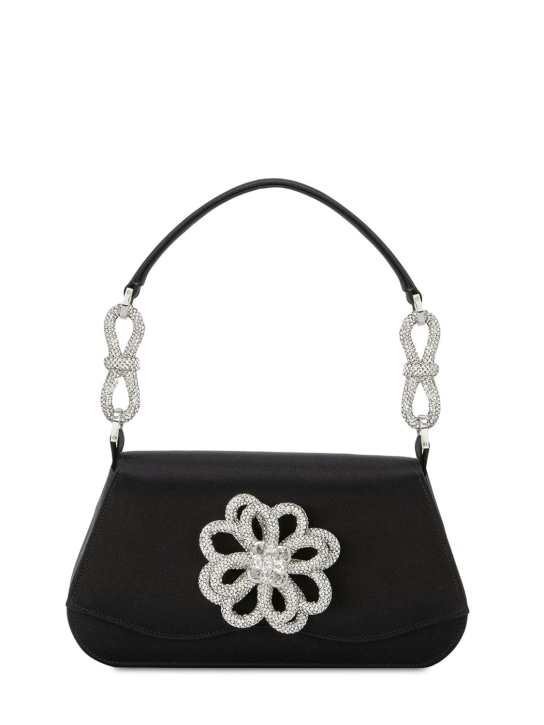 Mach & Mach: Medium flower satin bag - Black - women_0 | Luisa Via Roma