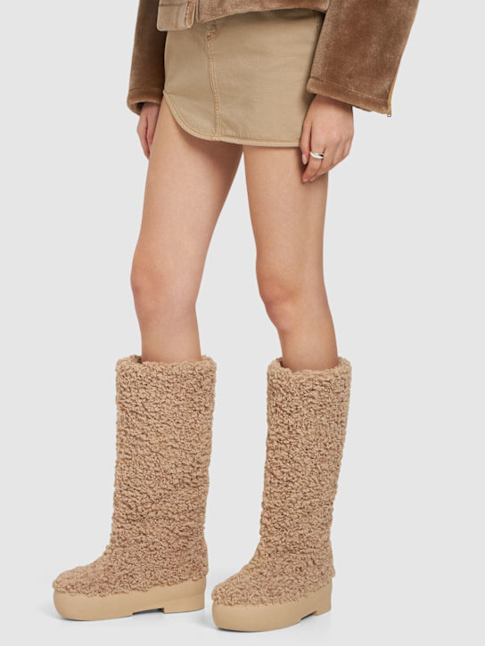 Gia Borghini: 50mm Faux shearling snow boots - Beige - women_1 | Luisa Via Roma