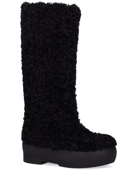 Gia Borghini: 50mm Faux shearling snow boots - Black - women_0 | Luisa Via Roma