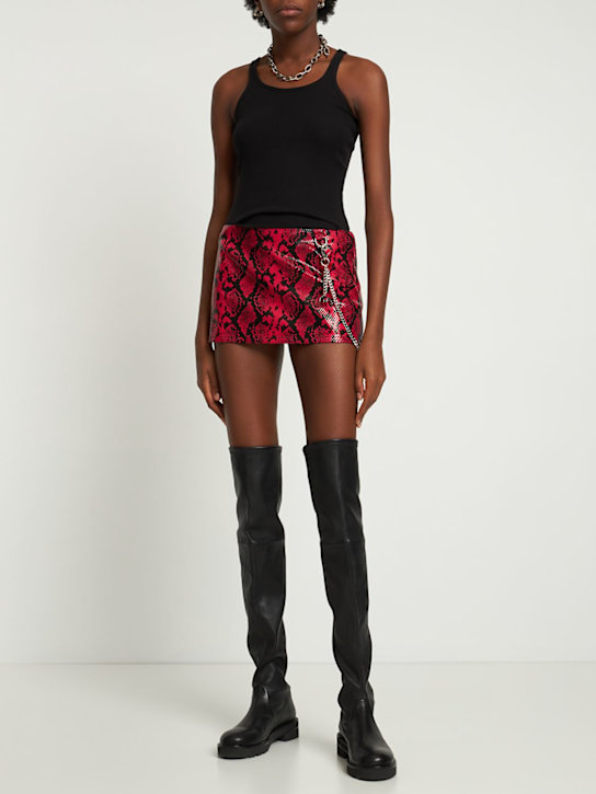 Miaou: Minifalda Binx de piel sintética de pitón - Rojo/Multi - women_1 | Luisa Via Roma