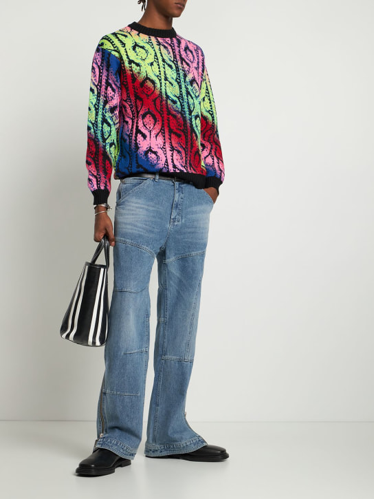 Agr: Cable jacquard wool knit sweater - Multicolor - men_1 | Luisa Via Roma