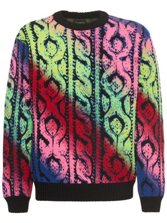 Agr: Cable jacquard wool knit sweater - Multicolor - men_0 | Luisa Via Roma