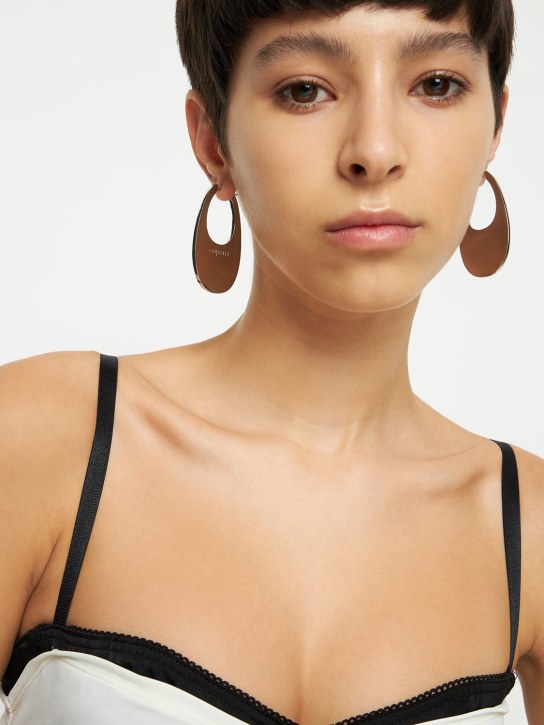 Coperni: Large Swipe lacquered earrings - Burgundy - women_1 | Luisa Via Roma