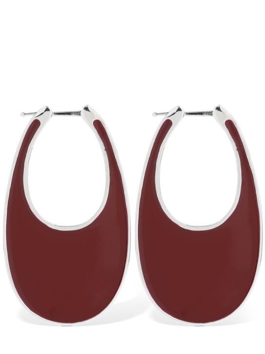 Coperni: Large Swipe lacquered earrings - Burgundy - women_0 | Luisa Via Roma