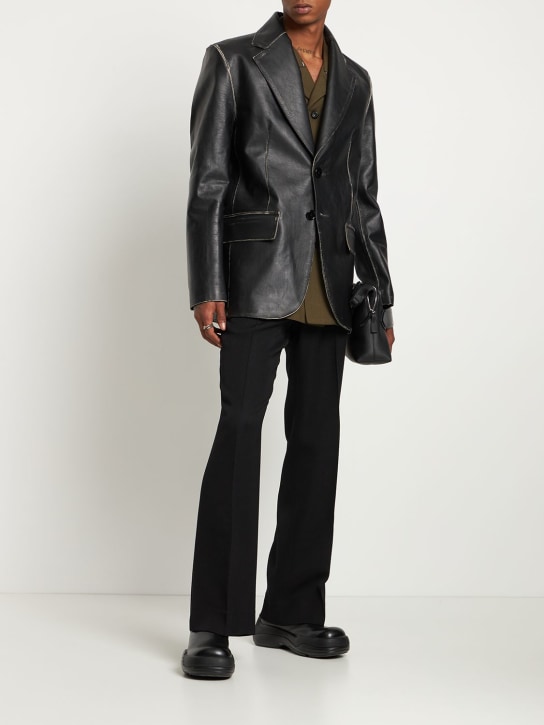 MM6 Maison Margiela: Vintage effect leather blazer - men_1 | Luisa Via Roma