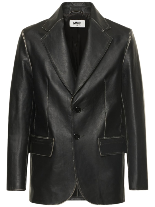 MM6 Maison Margiela: Vintage effect leather blazer - men_0 | Luisa Via Roma
