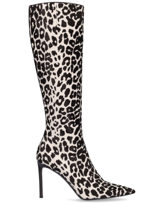 Michael Kors Collection: 100mm Tatjana printed leather boots - Black/White - women_0 | Luisa Via Roma