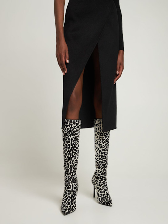 Michael Kors Collection: 100mm Tatjana printed leather boots - Black/White - women_1 | Luisa Via Roma