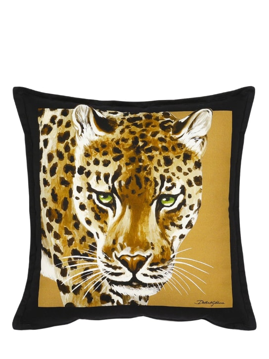 Dolce&Gabbana: Cuscino piccolo in tela - Leopardo - ecraft_0 | Luisa Via Roma