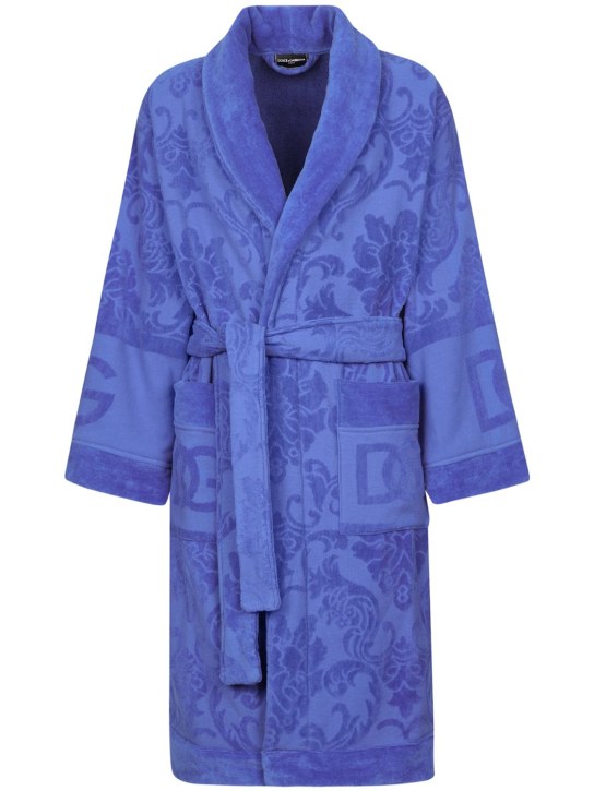 Dolce&Gabbana: Jacquard bathrobe - Blue - women_0 | Luisa Via Roma