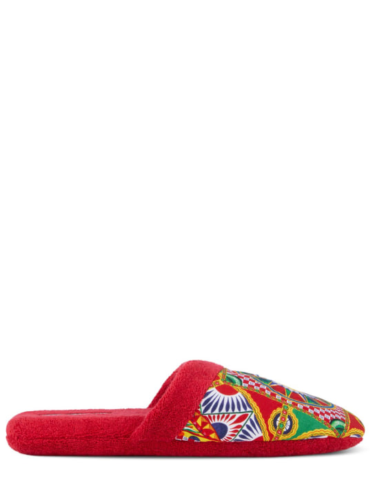 Dolce&Gabbana: Cotton terry slippers - Carretto - women_0 | Luisa Via Roma