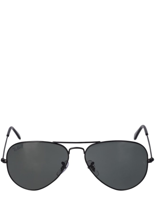 Ray-Ban: Aviator classic polarized sunglasses - Black/Green - men_0 | Luisa Via Roma