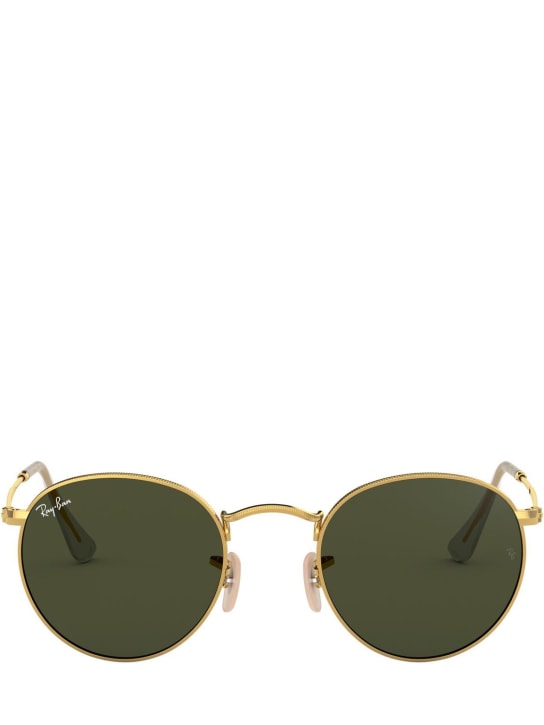 Ray-Ban: Round metal sunglasses - Gold/Green - men_0 | Luisa Via Roma