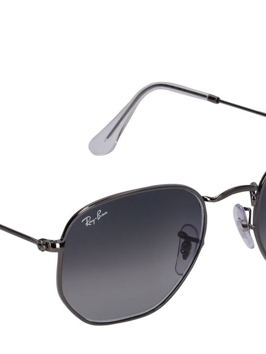 Ray-Ban: Hexagonal flat lens metal sunglasses - Gunmetal/Grey - women_1 | Luisa Via Roma