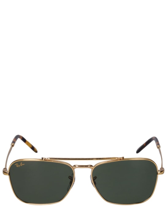 Ray-Ban: New Caravan metal sunglasses - Gold/Green - women_0 | Luisa Via Roma