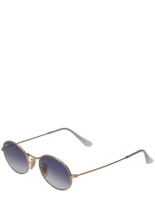Ray-Ban: Oval flat metal sunglasses - Gold/Light Blue - women_0 | Luisa Via Roma