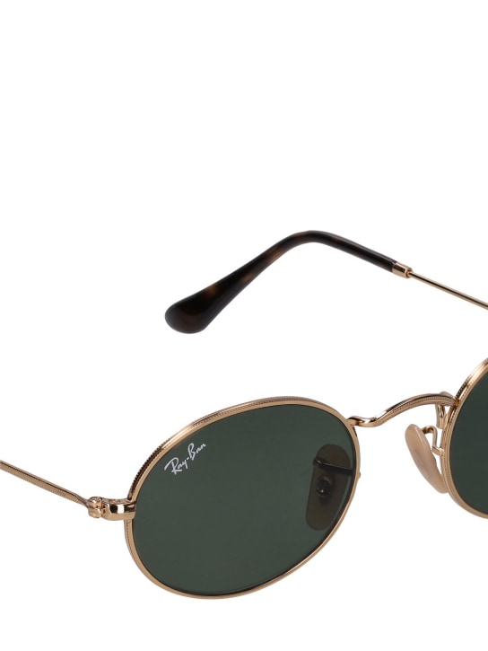 Ray-Ban: Oval flat metal sunglasses - Gold/Green - women_1 | Luisa Via Roma