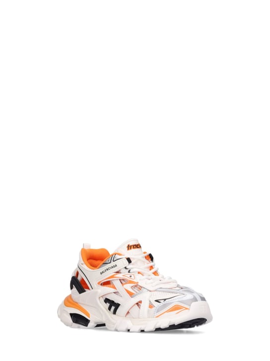 Balenciaga: Sneakers Track 2 in mesh e nylon - Bianco/Arancione - kids-girls_1 | Luisa Via Roma