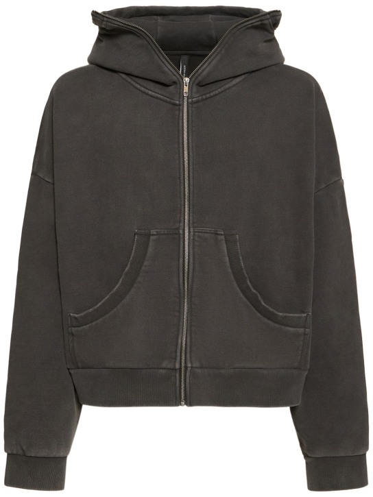Entire Studios: Washed cotton full-zip hoodie - Black - men_0 | Luisa Via Roma