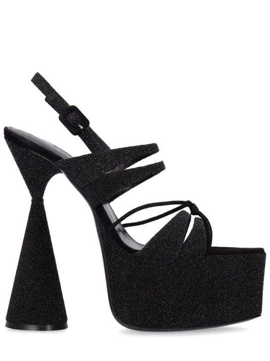 D'accori: Sandales en cuir pailleté Belle 150 mm - Noir - women_0 | Luisa Via Roma