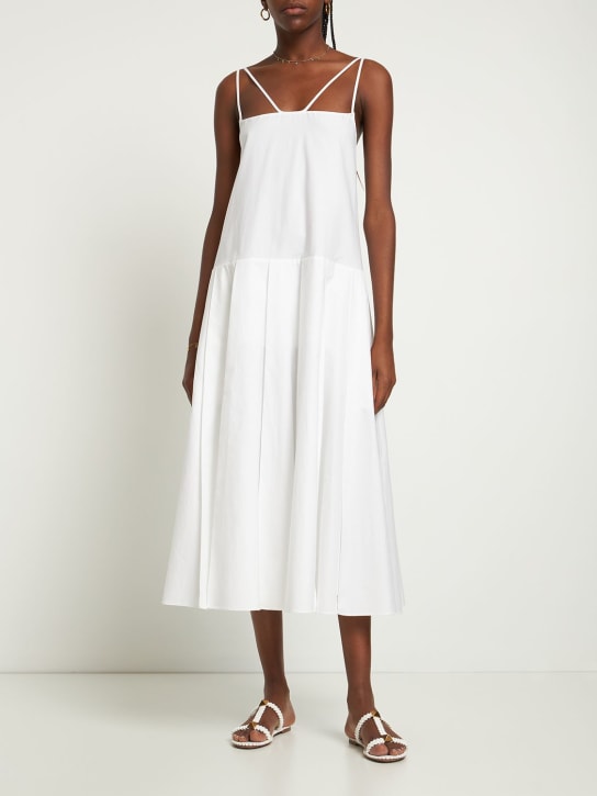 Khaite: Thea cotton poplin midi dress - White - women_1 | Luisa Via Roma