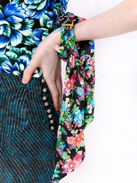 Rabanne: XL Link black floral scrunchie - Multicolor - women_1 | Luisa Via Roma