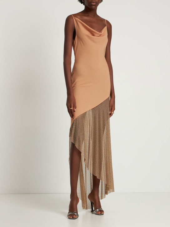 Giuseppe Di Morabito: 装饰双绉迷笛连衣裙 - 米黄色 - women_1 | Luisa Via Roma