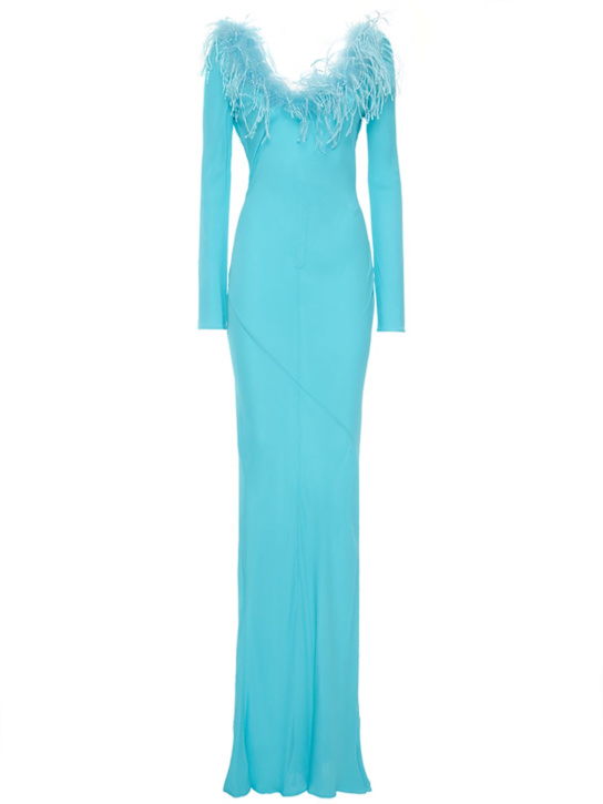 Giuseppe Di Morabito: Robe longue en viscose crêpe de chine - Bleu Clair - women_0 | Luisa Via Roma