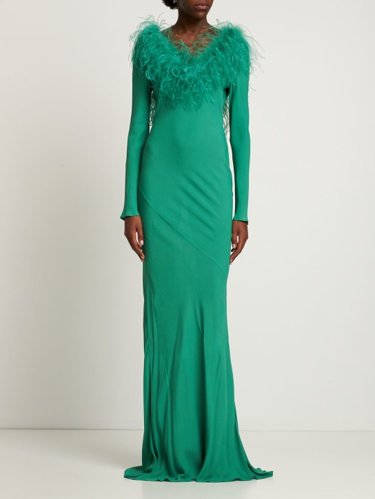 Giuseppe Di Morabito: Viscose crepe de chine long dress - Green - women_1 | Luisa Via Roma