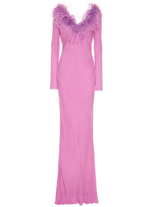 Giuseppe Di Morabito: 粘胶纤维双绉长款连衣裙 - 丁香紫 - women_0 | Luisa Via Roma