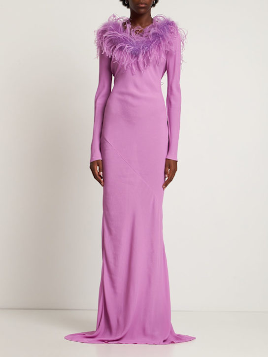 Giuseppe Di Morabito: 粘胶纤维双绉长款连衣裙 - 丁香紫 - women_1 | Luisa Via Roma