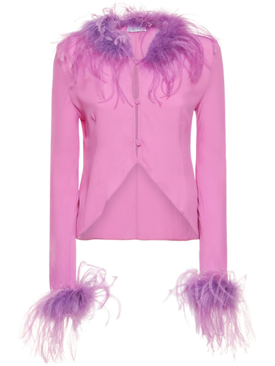 Giuseppe Di Morabito: Haut en viscose avec plumes - Lilas - women_0 | Luisa Via Roma