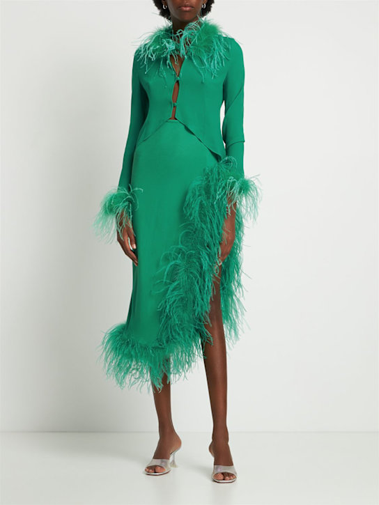 Giuseppe Di Morabito: Oberteil aus Viskose mit Federn - Grün - women_1 | Luisa Via Roma