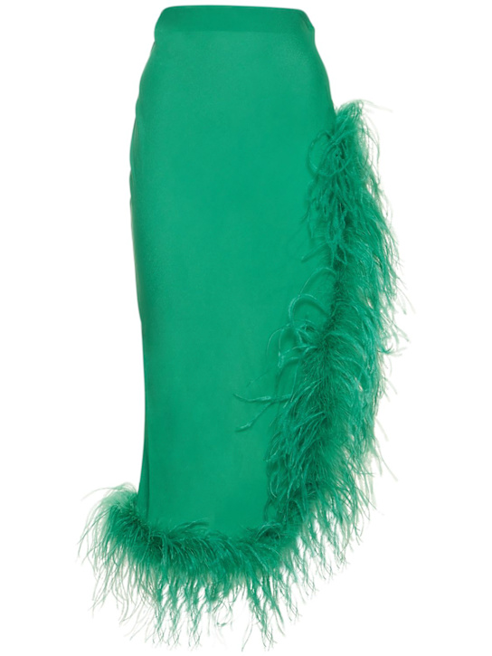 Giuseppe Di Morabito: 羽毛装饰粘胶纤维迷笛半身裙 - 绿色 - women_0 | Luisa Via Roma