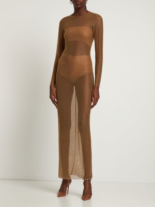 Giuseppe Di Morabito: Embellished mesh long dress - women_1 | Luisa Via Roma