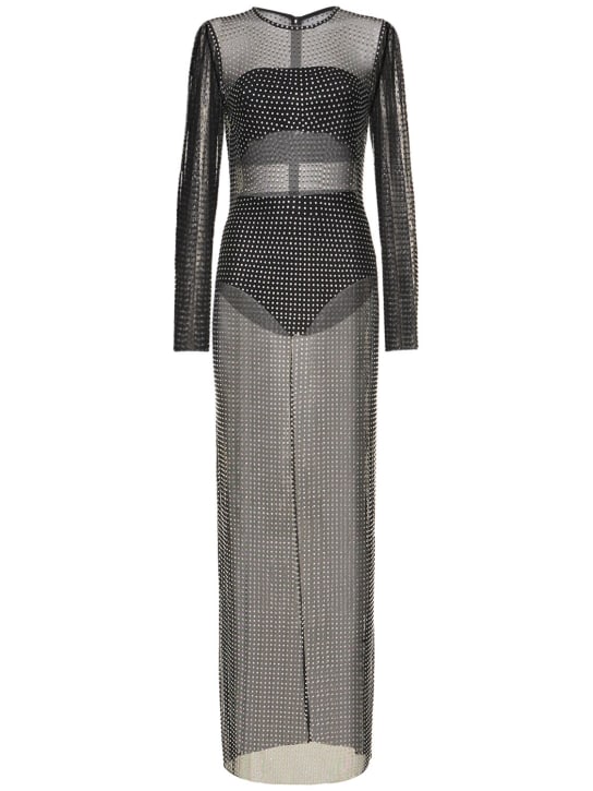 Giuseppe Di Morabito: 装饰网眼长款连衣裙 - 黑色 - women_0 | Luisa Via Roma