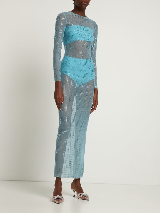Giuseppe Di Morabito: Embellished mesh long dress - Blue - women_1 | Luisa Via Roma