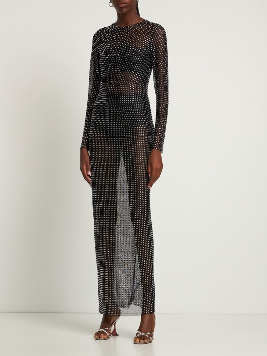 Giuseppe Di Morabito: 装饰网眼长款连衣裙 - 黑色 - women_1 | Luisa Via Roma