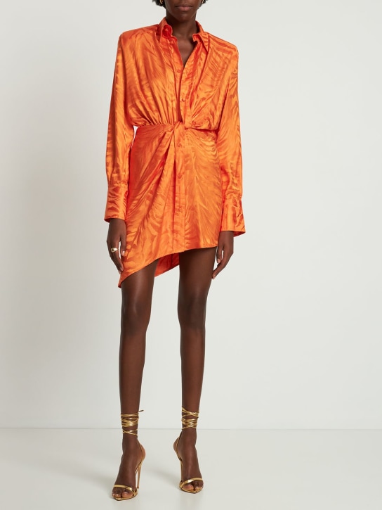 Giuseppe Di Morabito: 粘胶纤维提花迷你连衣裙 - 橙色 - women_1 | Luisa Via Roma