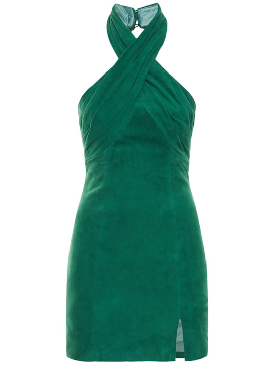 Giuseppe Di Morabito: Suede halter neck mini dress - Green - women_0 | Luisa Via Roma